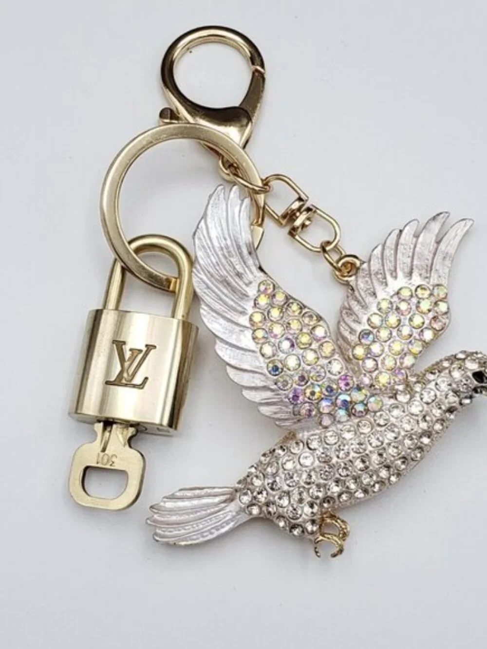 LV Gold Padlock & Key 🔒 Authentic Louis Vuitton Bag Unbranded Dove Charm